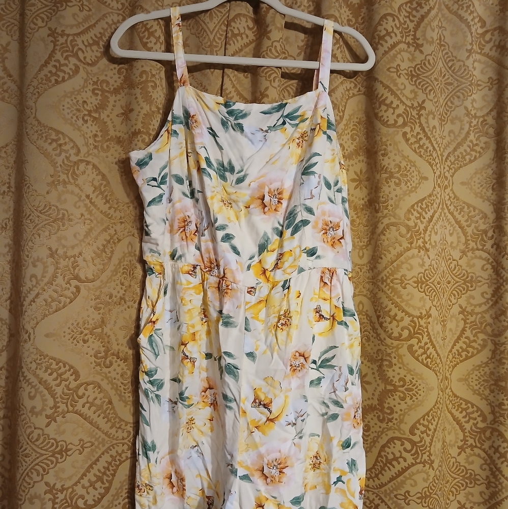 Old Navy Floral Print Dress with Yellow and Green